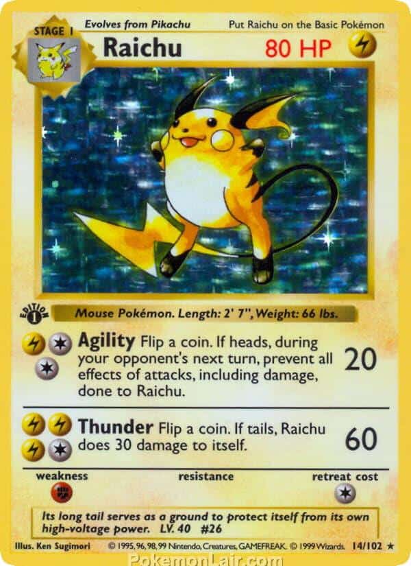 1999 Pokémon TCG Base Set - 14 - Raichu