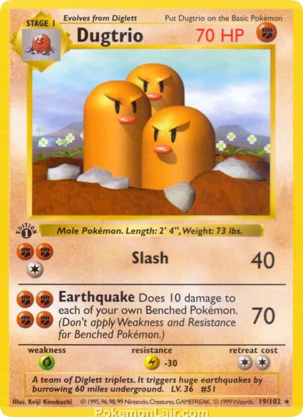 1999 Pokémon TCG Base Set - 19 - Dugtrio