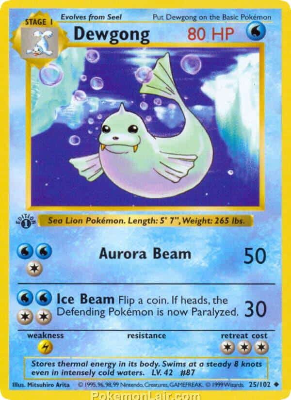 1999 Pokémon TCG Base Set - 25 - Dewgong