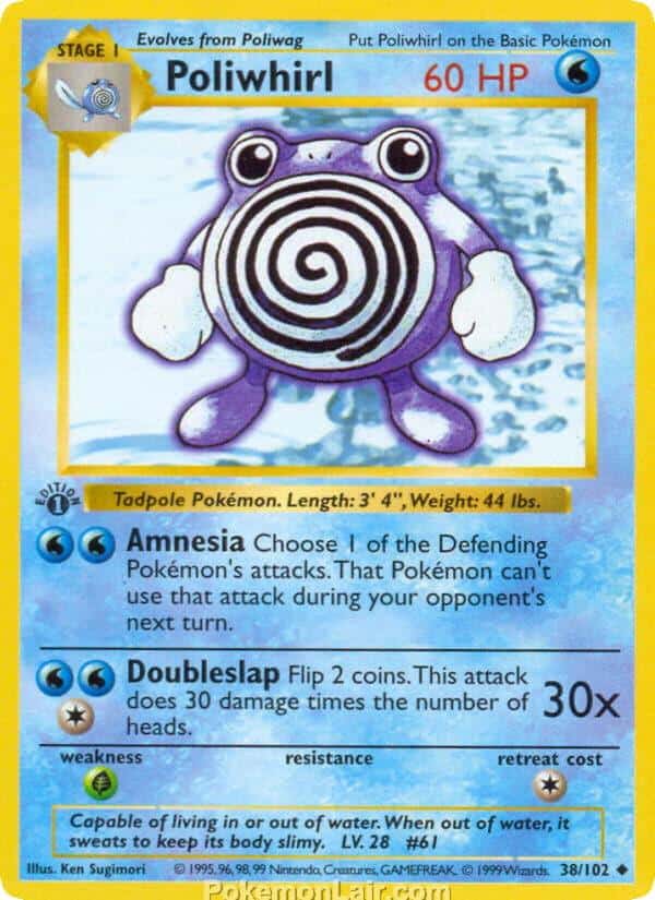 1999 Pokémon TCG Base Set - 38 - Poliwhirl