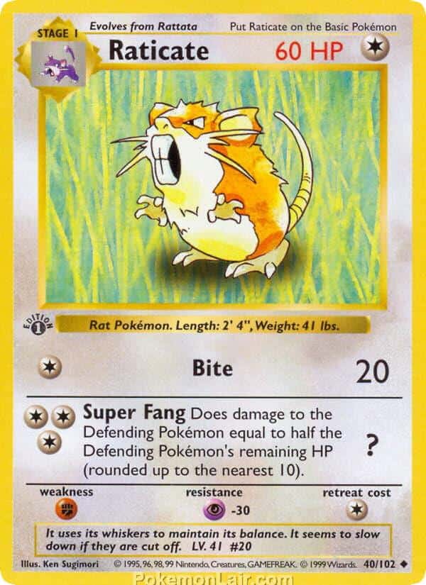 1999 Pokémon TCG Base Set - 40 - Raticate