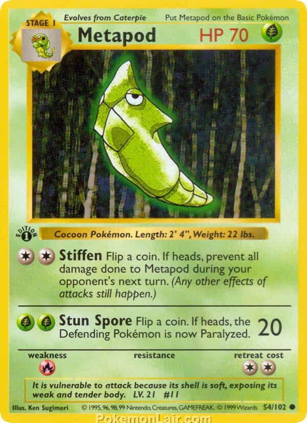 1999 Pokémon TCG Base Set - 54 - Metapod