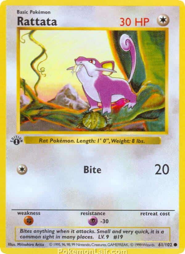 1999 Pokémon TCG Base Set - 61 - Rattata