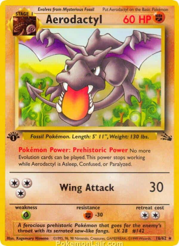 1999 Pokemon Trading Card Game Fossil Price List 16 Aerodactyl