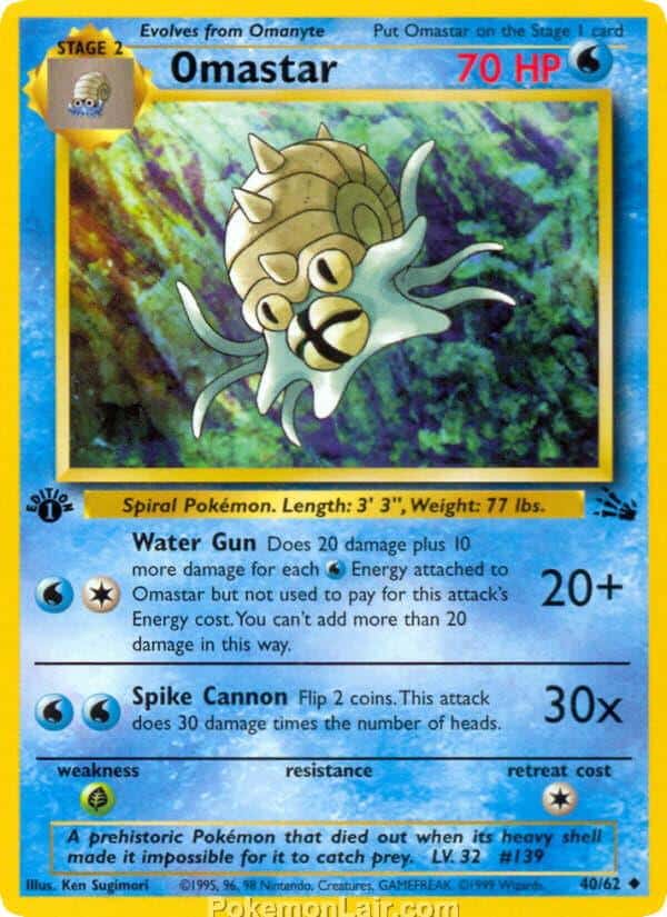 1999 Pokemon Trading Card Game Fossil Price List 40 Omastar