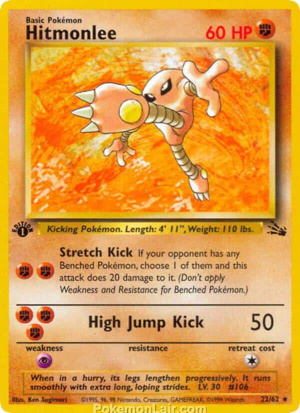 1999 Pokémon TCG Fossil Set - 22 - Hitmonlee