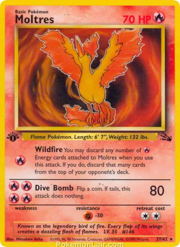 1999 Pokémon TCG Fossil Set - 27 - Moltres