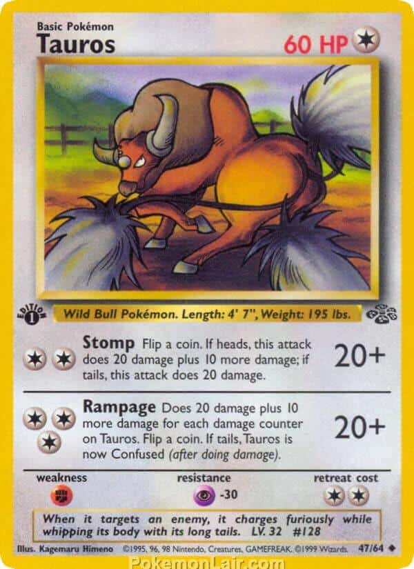 1999 Pokémon TCG Jungle Set - 47 - Tauros