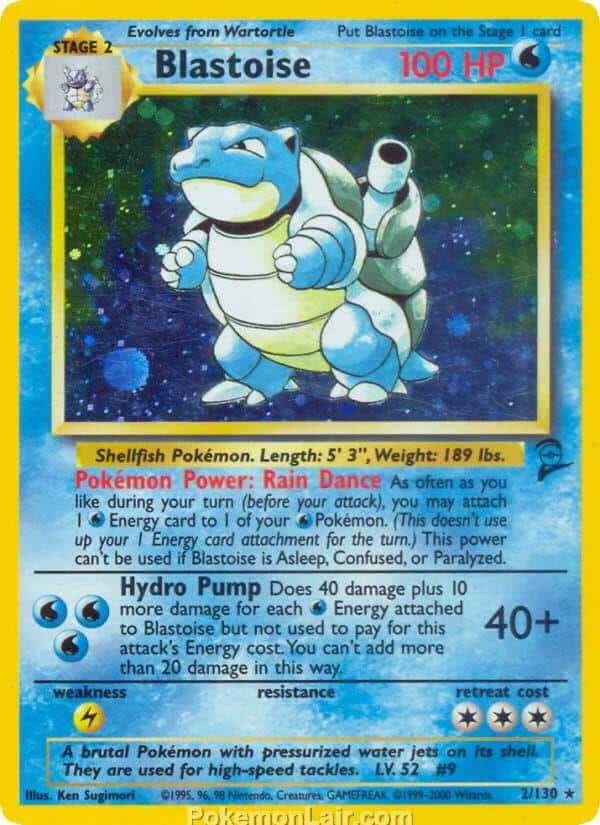 2000 Pokemon Trading Card Game Base 2 Price List 2 Blastoise