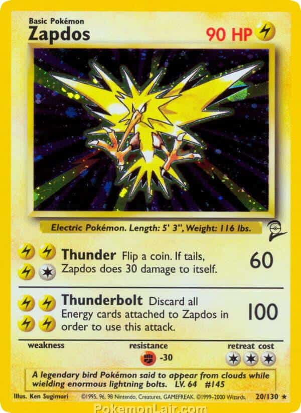 2000 Pokemon Trading Card Game Base 2 Price List 20 Zapdos