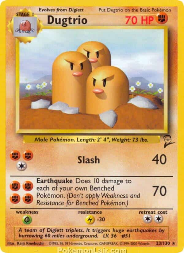 2000 Pokemon Trading Card Game Base 2 Price List 23 Dugtrio