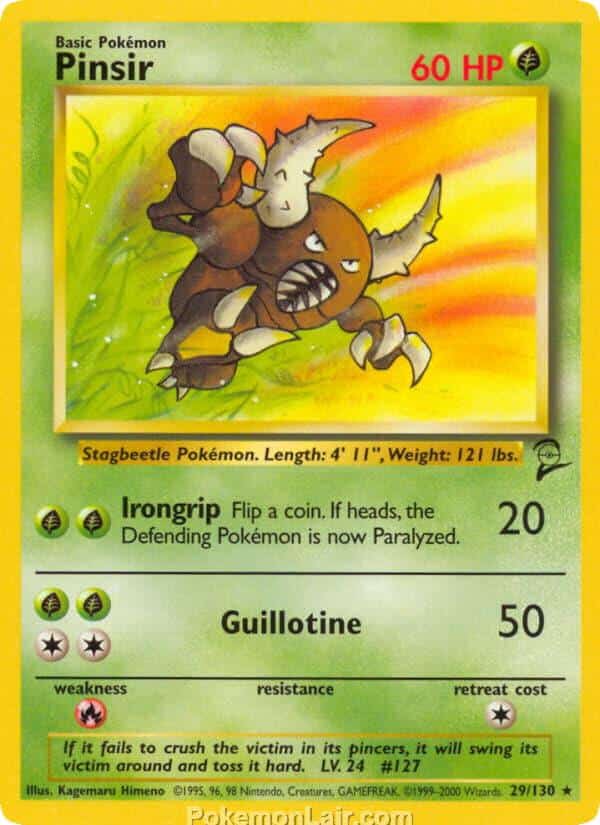 2000 Pokemon Trading Card Game Base 2 Price List 29 Pinsir