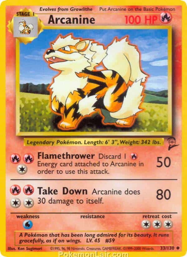 2000 Pokemon Trading Card Game Base 2 Price List 33 Arcanine