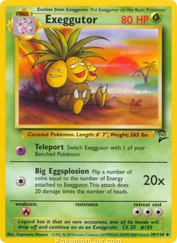 2000 Pokemon Trading Card Game Base 2 Price List 39 Exeggutor