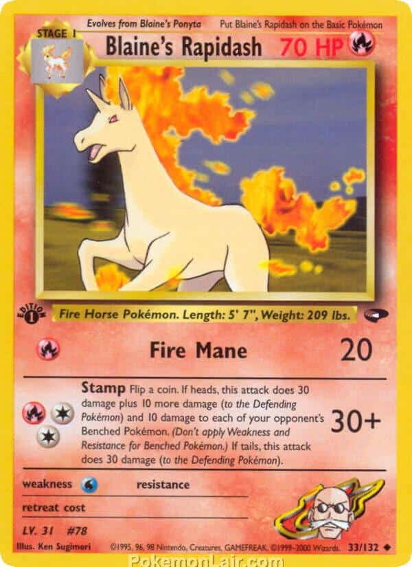 2000 Pokémon TCG Gym Challenge Set - 33 - Blaines Rapidash