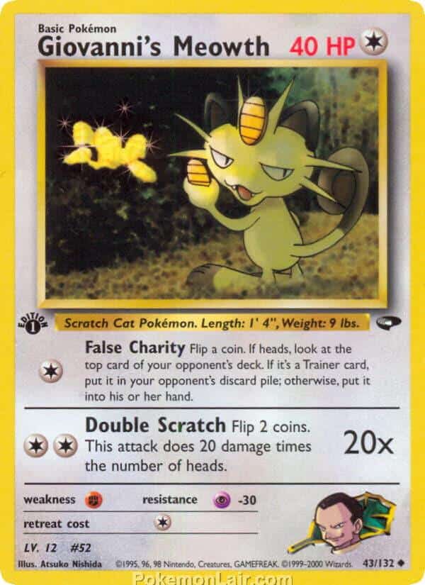 2000 Pokémon TCG Gym Challenge Set - 43 - Giovannis Meowth