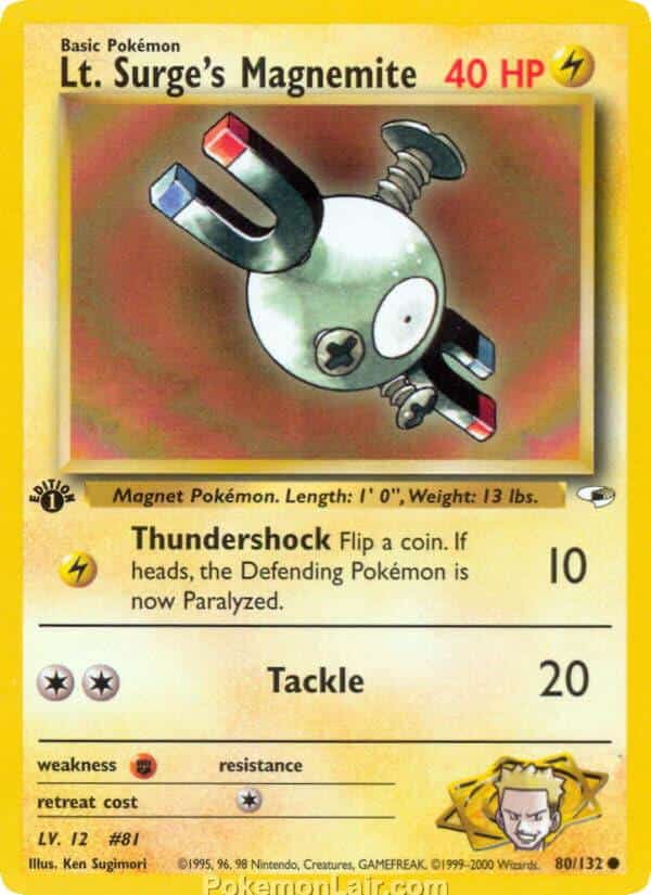 2000 Pokémon TCG Heroes Set - 80 - Lt. Surges Magnemite