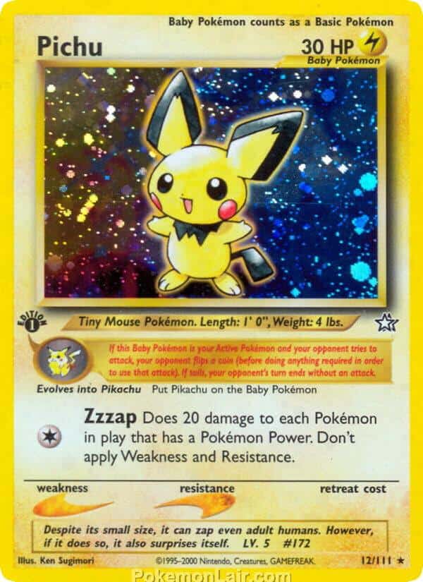 2000 Pokemon Trading Card Game NEO Genesis Set 12 Pichu