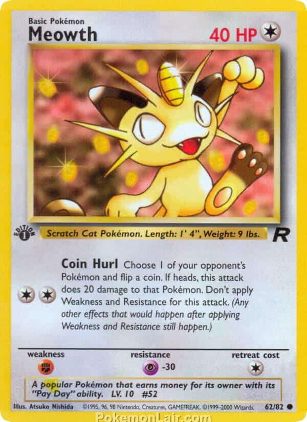 2000 Pokémon TCG Team Rocket Set - 62 - Meowth