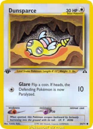 2001 Pokemon Trading Card Game NEO Discovery Price List 54 Dunsparce