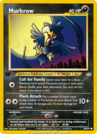 2001 Pokemon Trading Card Game NEO Revelation Price List 46 Murkrow