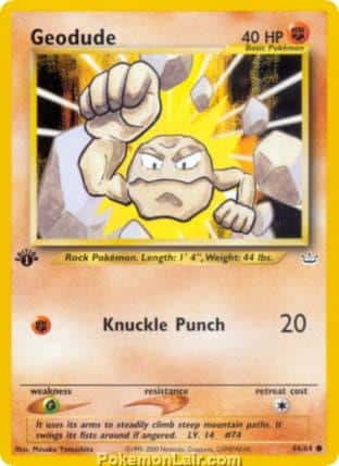 2001 Pokemon Trading Card Game NEO Revelation Set 44 Geodude