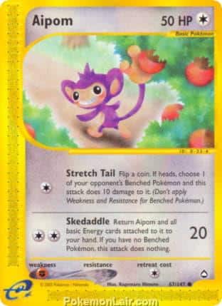 2003 Pokemon Trading Card Game Aquapolis Price List 67 Aipom