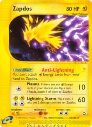 2003 Pokemon Trading Card Game Aquapolis Set 44 Zapdos