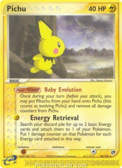 2003 Pokemon Trading Card Game EX Sandstorm Price List 20 Pichu