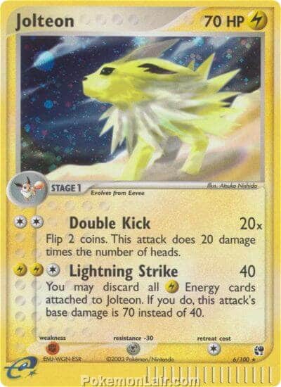 2003 Pokemon Trading Card Game EX Sandstorm Price List 6 Jolteon