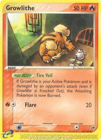 2003 Pokemon Trading Card Game EX Sandstorm Set 65 Growlithe