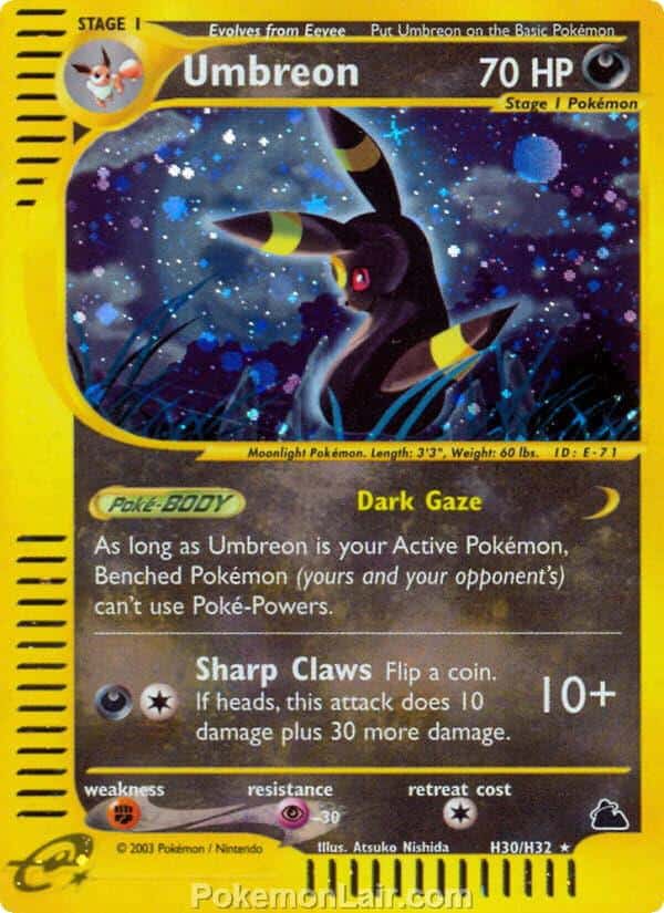 2003 Pokemon Trading Card Game Skyridge Set H30 Umbreon