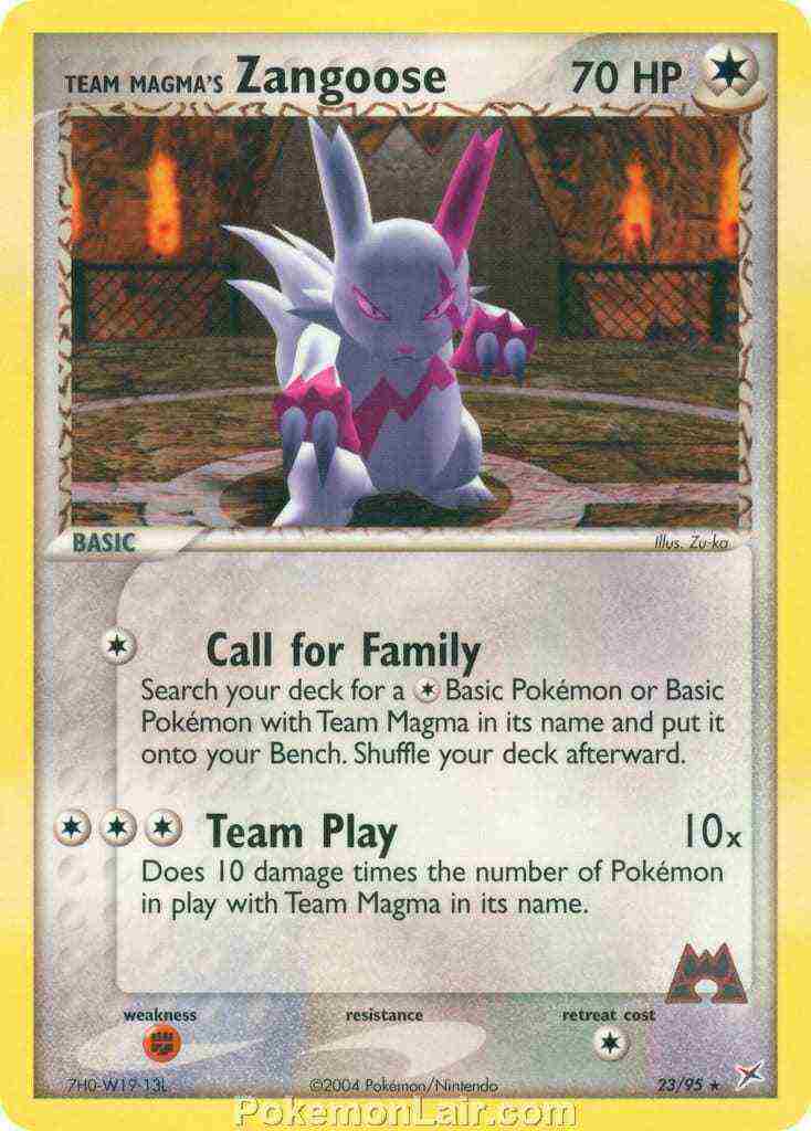 2004 Pokemon Trading Card Game EX Team Magma VS Team Aqua Price List 23 Team Magmas Zangoose