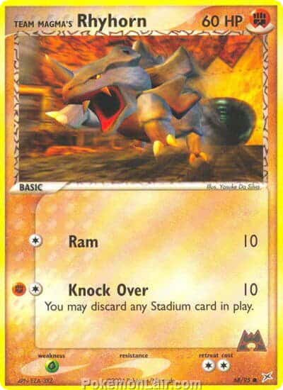 2004 Pokemon Trading Card Game EX Team Magma VS Team Aqua Set 68 Team Magmas Rhyhorn