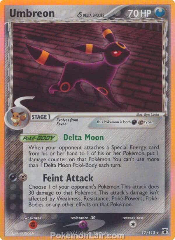 2005 Pokemon Trading Card Game EX Delta Species Set 17 Umbreon Delta Species