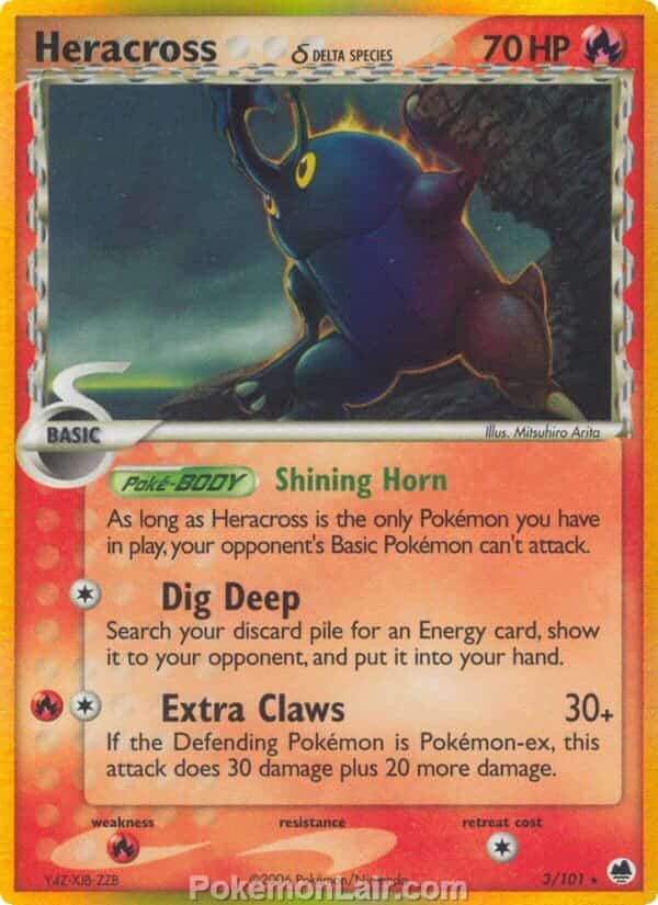 2006 Pokemon Trading Card Game EX Dragon Frontiers Set – 3 Heracross Delta Species