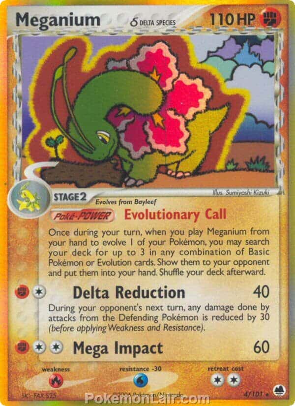 2006 Pokemon Trading Card Game EX Dragon Frontiers Set – 4 Meganium Delta Species