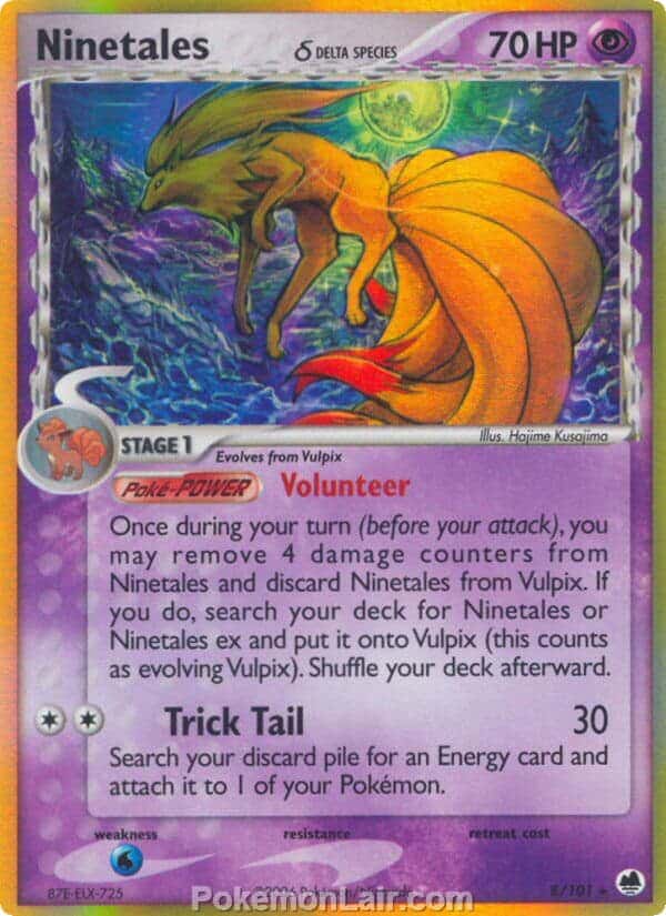 2006 Pokemon Trading Card Game EX Dragon Frontiers Set – 8 Ninetales Delta Species