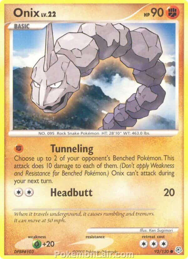 2007 Pokemon Trading Card Game Diamond and Pearl Base Set – 92 Onix