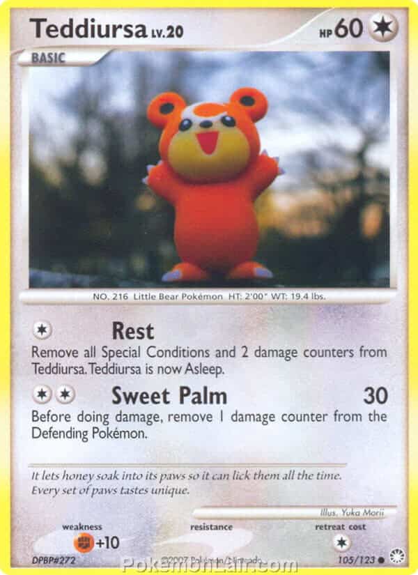 2007 Pokemon Trading Card Game Diamond and Pearl Mysterious Treasures Set – 105 Teddiursa