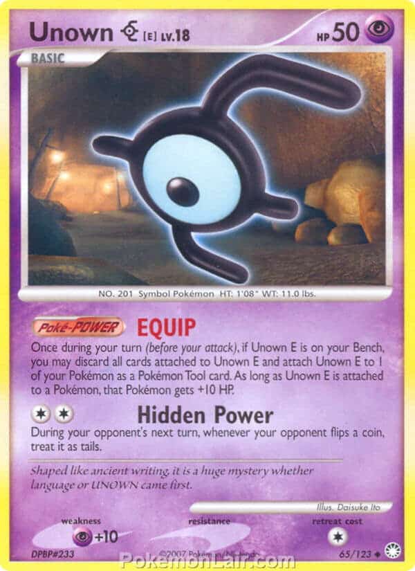 2007 Pokemon Trading Card Game Diamond and Pearl Mysterious Treasures Set – 65 Unown E