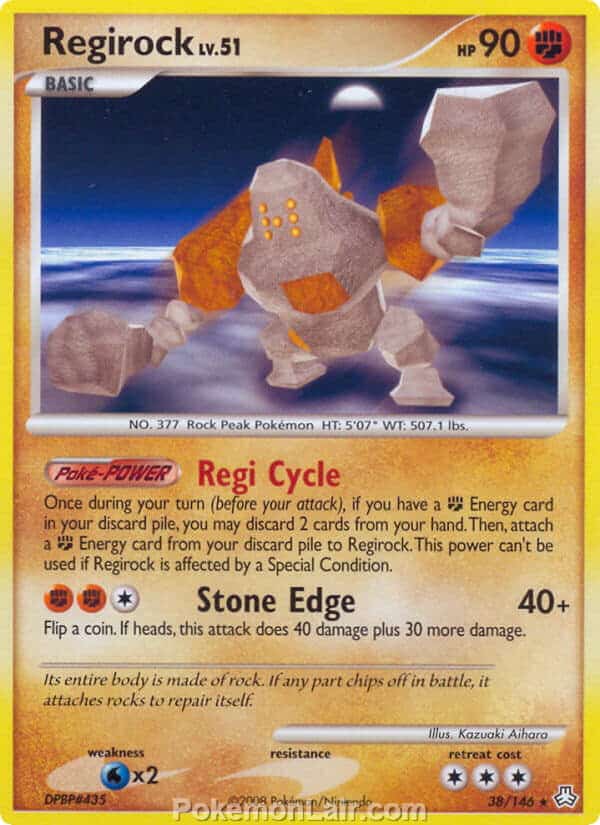 2008 Pokemon Trading Card Game Diamond and Pearl Legends Awakened Price List – 38 Regirock