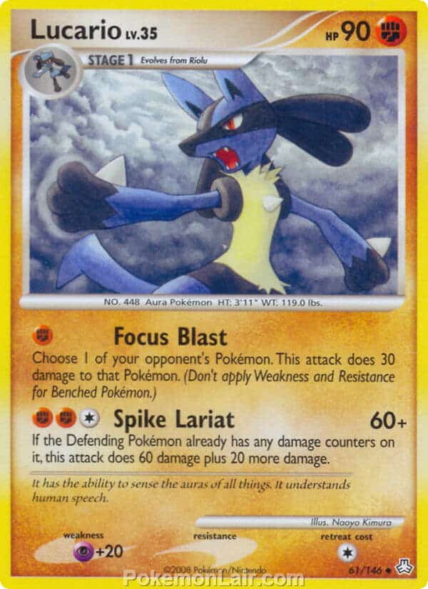 2008 Pokemon Trading Card Game Diamond and Pearl Legends Awakened Price List – 61 Lucario