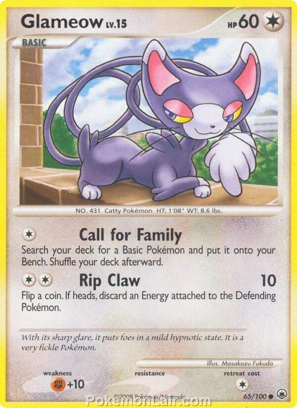 2008 Pokemon Trading Card Game Diamond and Pearl Majestic Dawn Price List – 65 Glameow