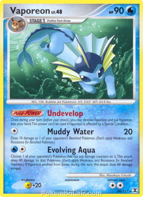 2009 Pokemon Trading Card Game Platinum Rising Rivals Price List – 34 Vaporeon