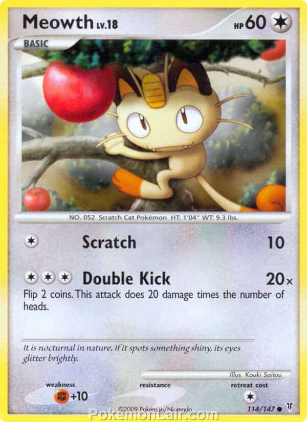 2009 Pokemon Trading Card Game Platinum Supreme Victors Price List – 114 Meowth