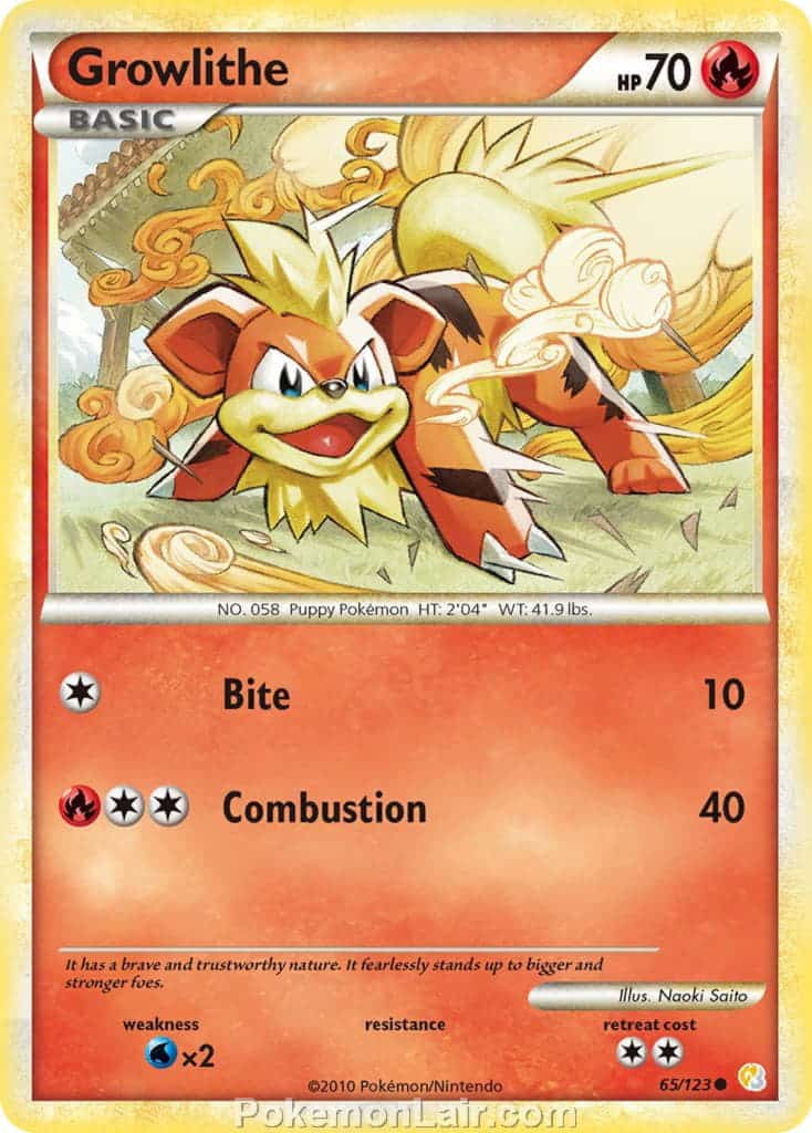 2010 Pokemon Trading Card Game HeartGold SoulSilver Base Price List – 65 Growlithe