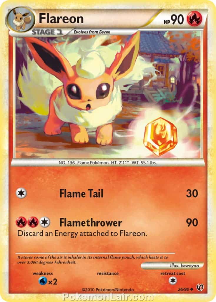 2010 Pokemon Trading Card Game HeartGold SoulSilver Undaunted Price List – 26 Flareon