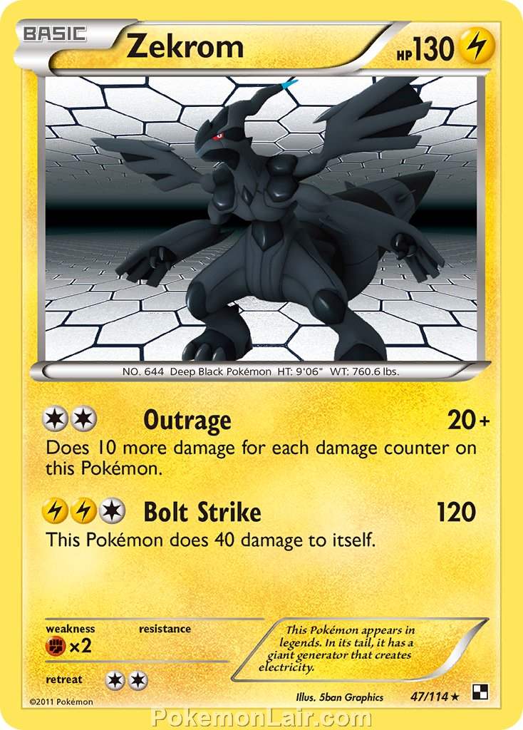 2011 Pokemon Trading Card Game Black and White Set –47 Zekrom