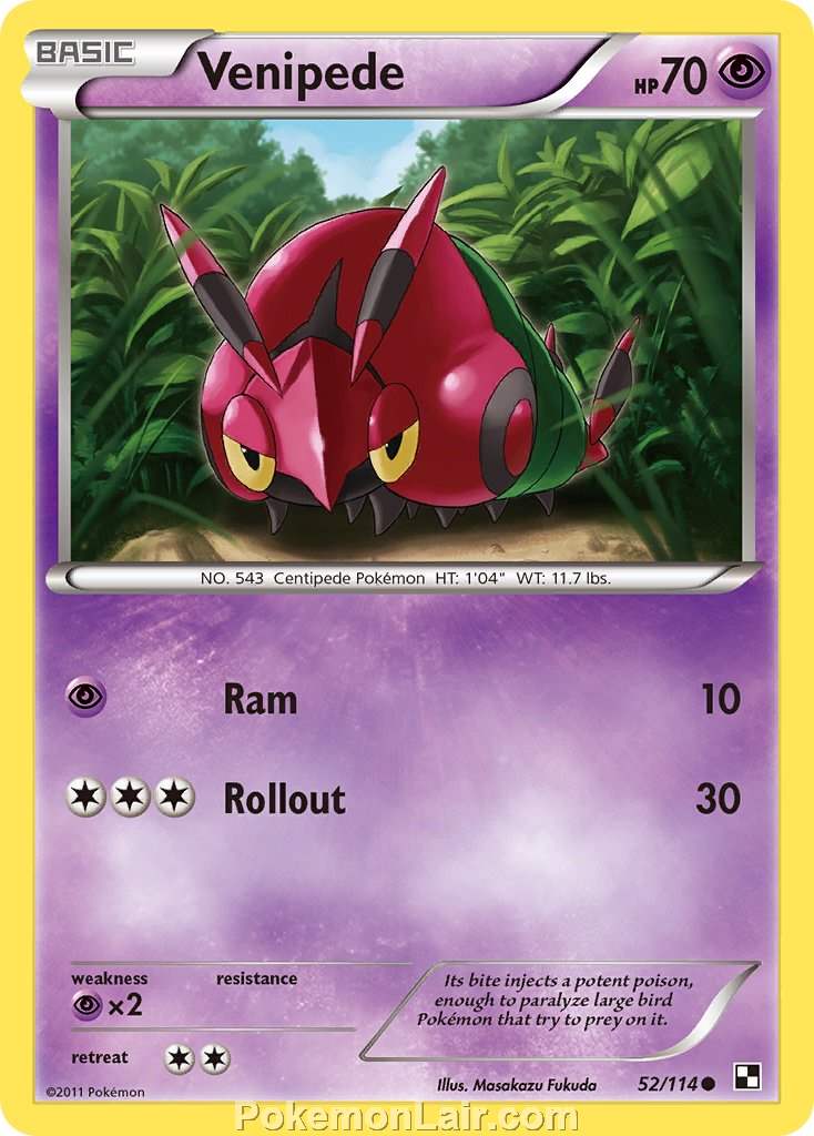 2011 Pokemon Trading Card Game Black and White Set –52 Venipede